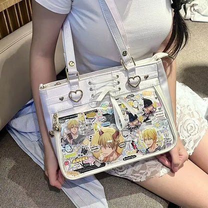 Square Love Heart Handbag – Women’s Bandage Bow Shoulder Bag