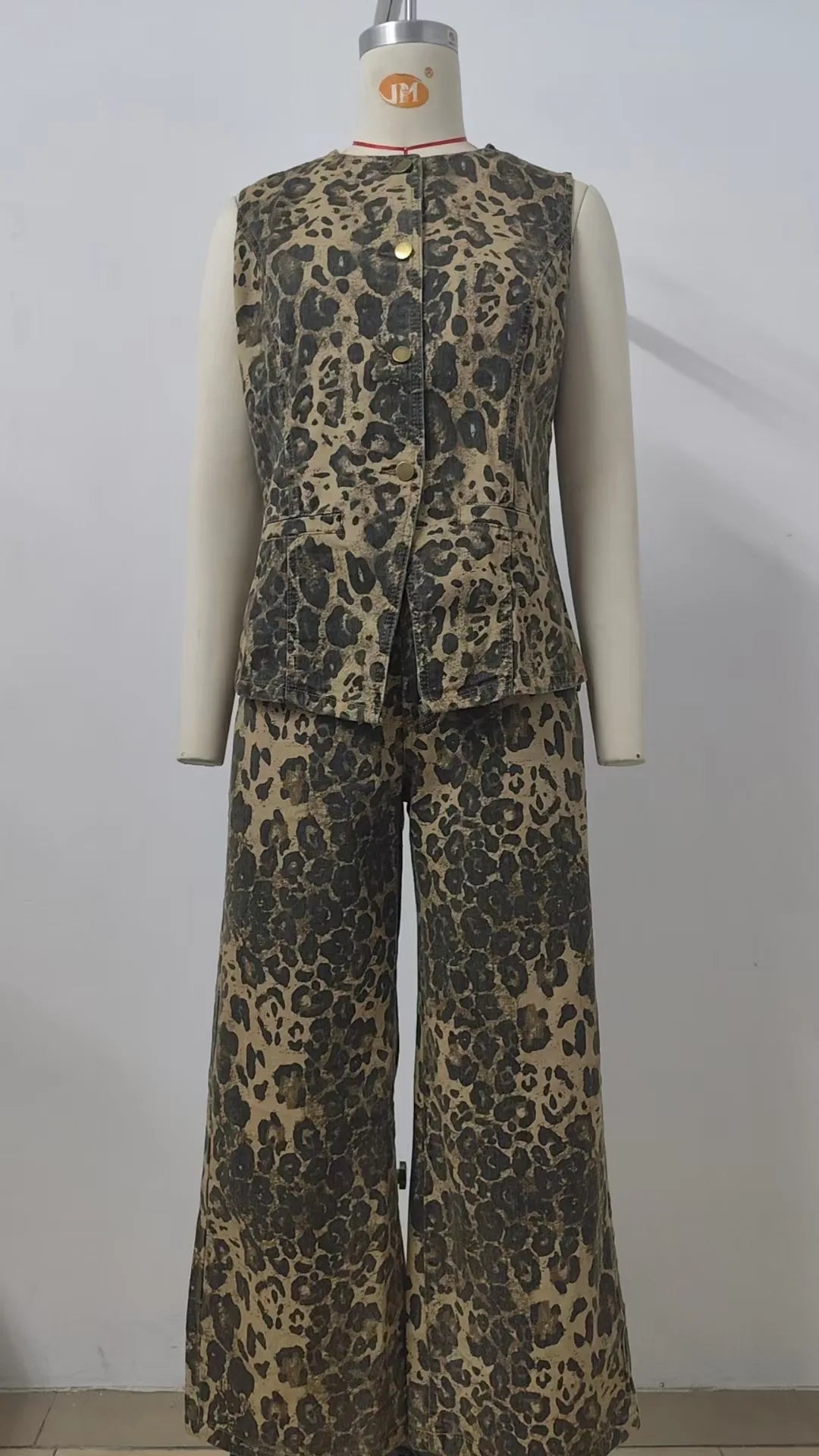 Trendy Two-Piece Set – Sleeveless Darted Vest with Wide-Leg Trousers