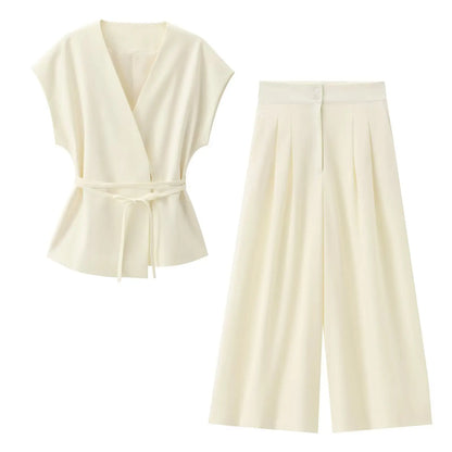 2025 Spring Summer 2-Piece Commuter Suit – Women’s Sleeveless Top & Pants