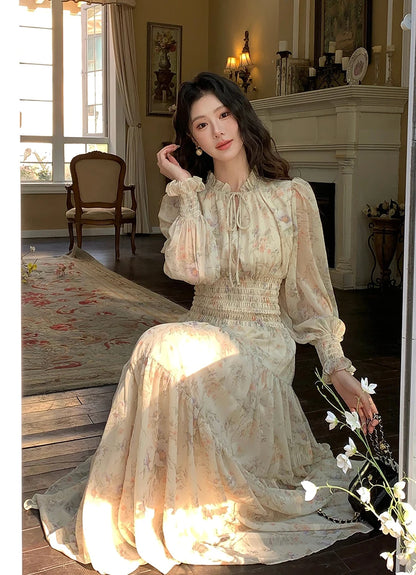 Trendy Women’s Beach Dress – Bohemian Long Sleeve Chiffon Dress