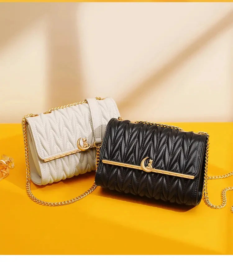 Women’s FOXER Fashion Chain Shoulder Bag – Square Crossbody Purse