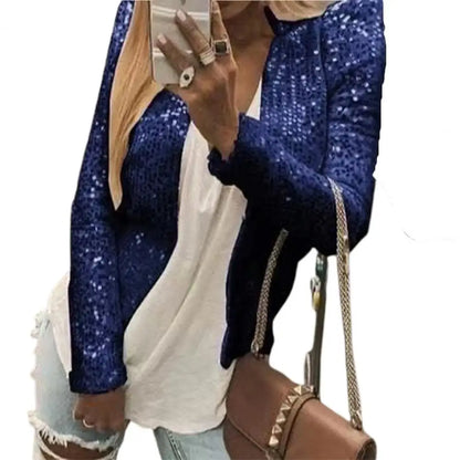 Shiny & Chic – Glitter Sequin Loose Jacket for Women