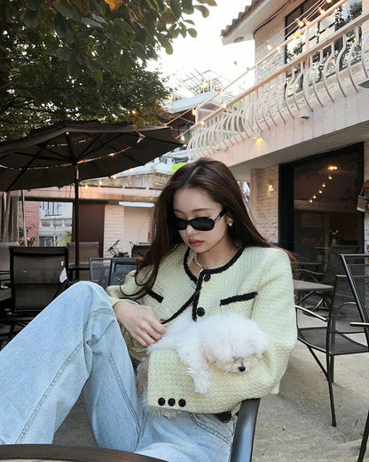 Chic & Comfortable – Slim Fit Tweed Top for Women