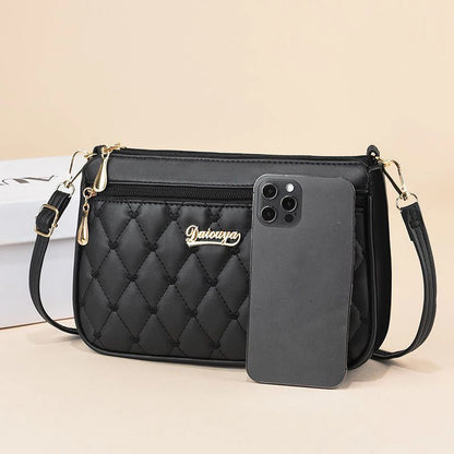 Women’s Leather Handbag – Embroidered Messenger Bag for Daily Use