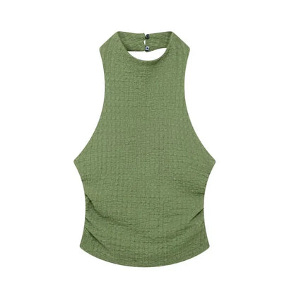 Casual Chic Two-Piece – Halter Top & Straight Pants for Women