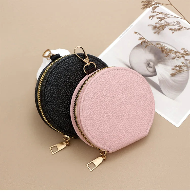 Cute Circular Zipper Coin Purse – Student Card Holder & Key Pouch