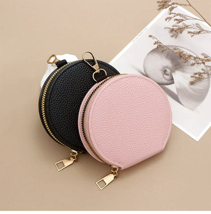 Cute Circular Zipper Coin Purse – Student Card Holder & Key Pouch