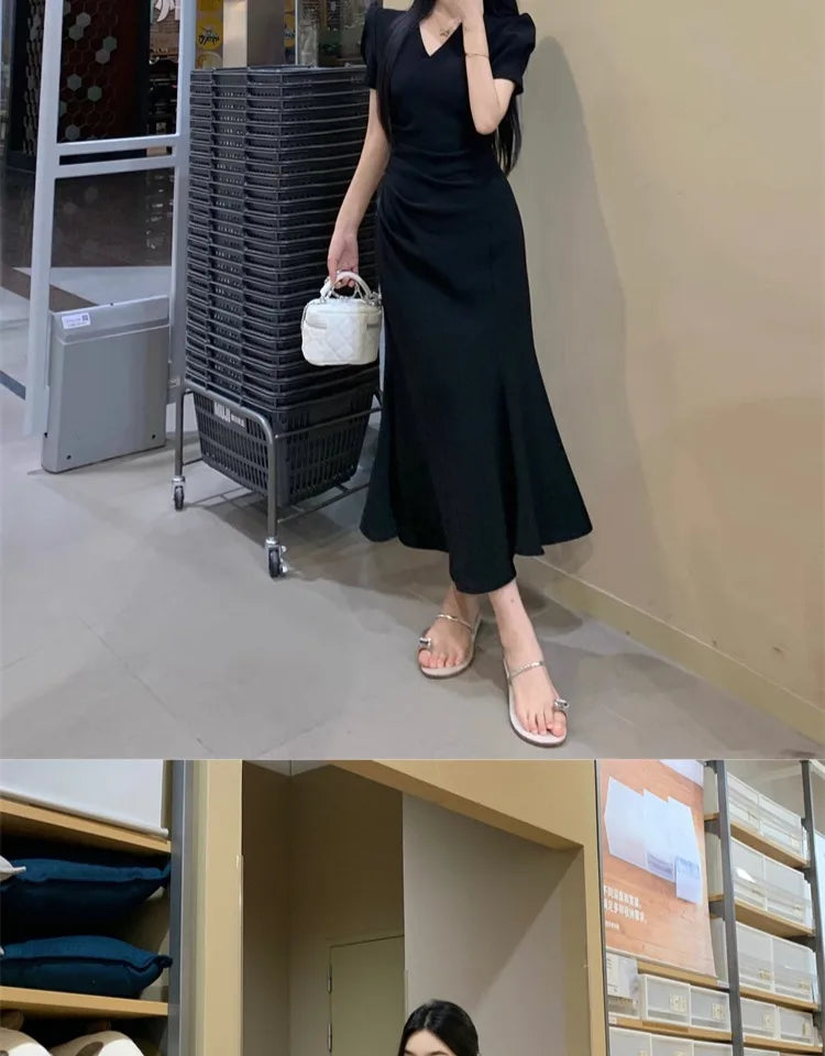Street Style Summer Dress – Plus Size V-Neck Long Skirt Dress