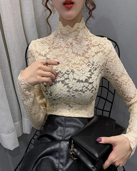 Elegant & Sexy – Floral Lace Petal Sleeve Top for Women