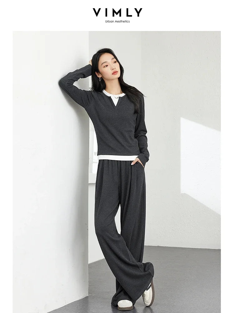 Casual Women’s Tracksuit – VIMLY Two-Piece with Loose Fit Pants