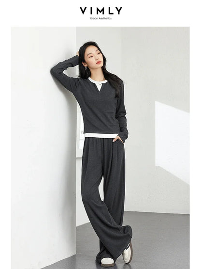 Casual Women’s Tracksuit – VIMLY Two-Piece with Loose Fit Pants