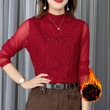 Street Style Two-Piece Layer – Long Sleeve Hollow Pullover for Women