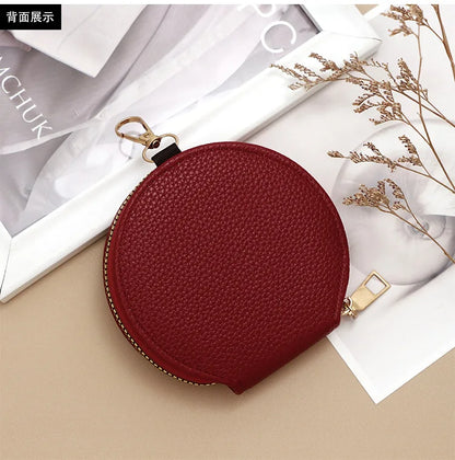 Cute Circular Zipper Coin Purse – Student Card Holder & Key Pouch