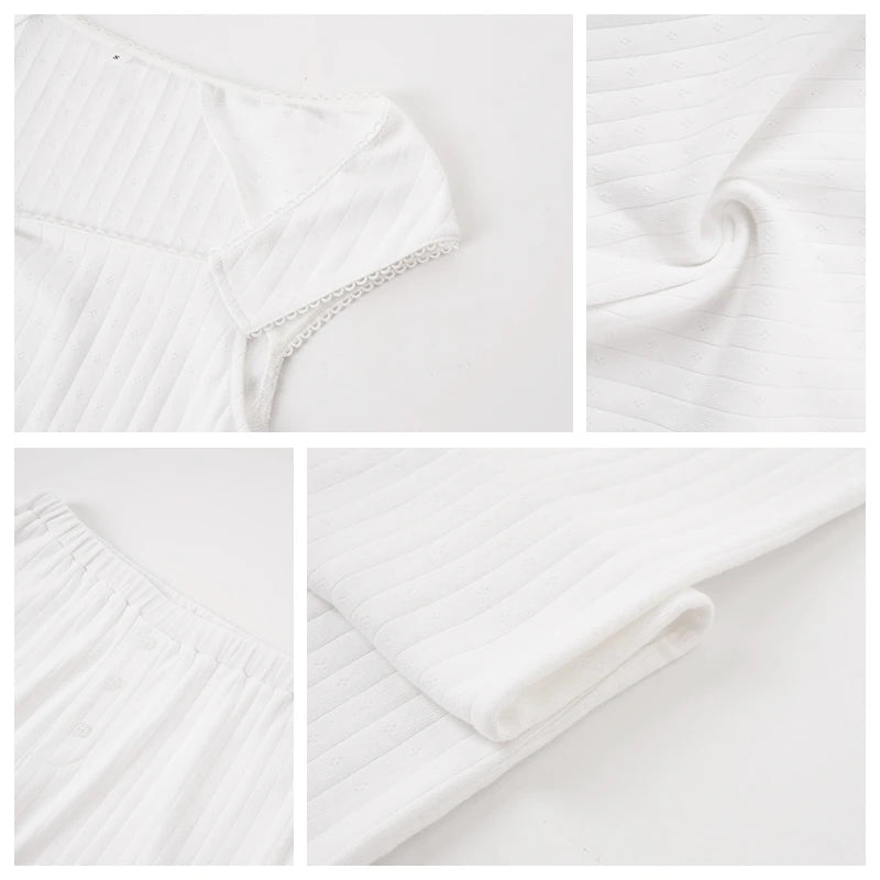 Women’s Fairycore Casual Set – Square Collar Crop Top & Pants