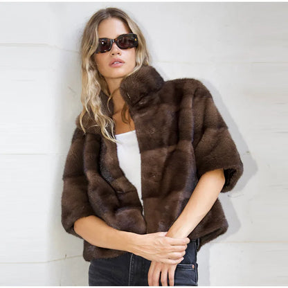 Brown Real Fur Coat – 6-Way Convertible Multi-Length Women’s Overcoat