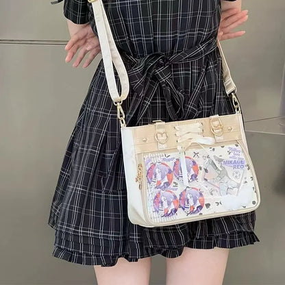 Square Love Heart Handbag – Women’s Bandage Bow Shoulder Bag