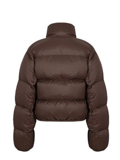 Elegant Solid Color Winter Jacket – Short Cozy Coat with Pockets
