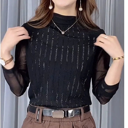 Street Style Two-Piece Layer – Long Sleeve Hollow Pullover for Women