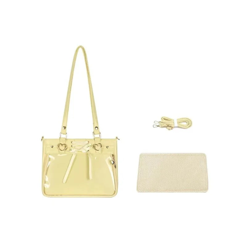 Square Love Heart Handbag – Women’s Bandage Bow Shoulder Bag