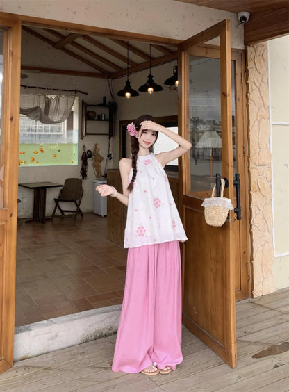 Women’s Stylish Two-Piece – Printed Sleeveless Top & Pants
