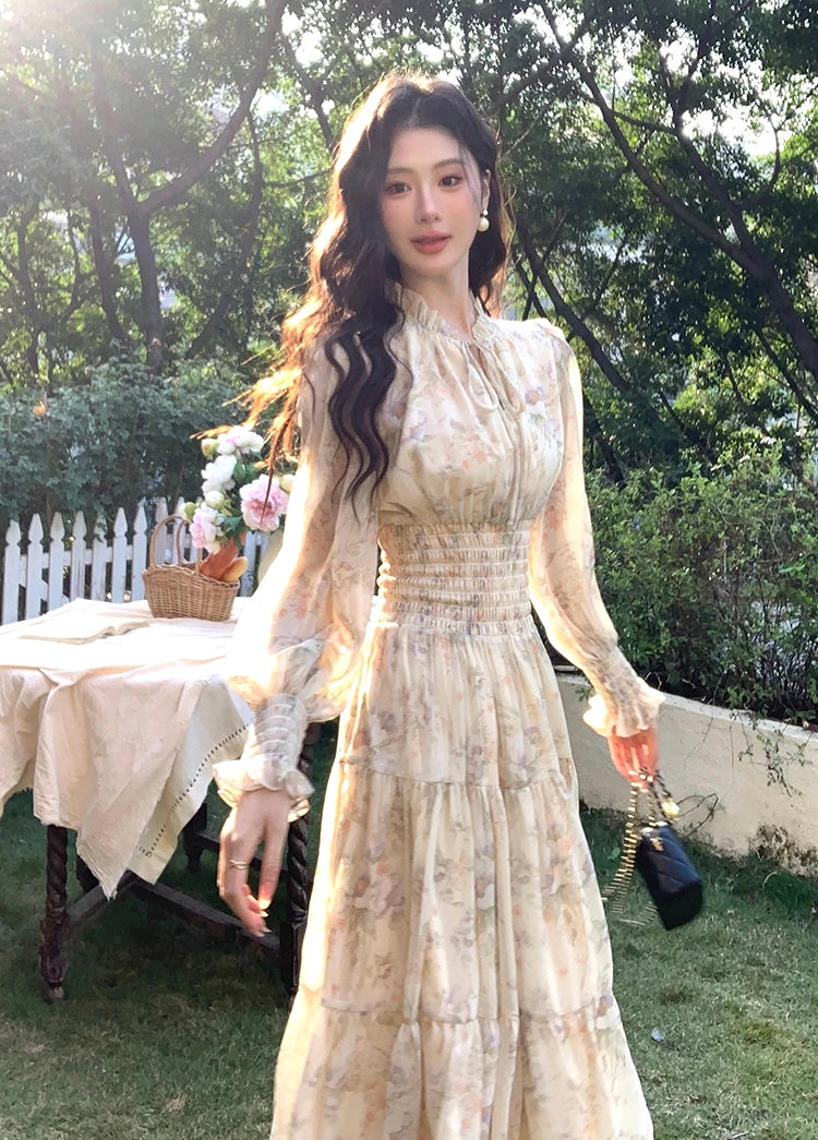 Trendy Women’s Beach Dress – Bohemian Long Sleeve Chiffon Dress
