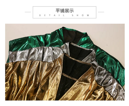 Shine & Chic – Metallic Short Sleeve Wrap Top for Women