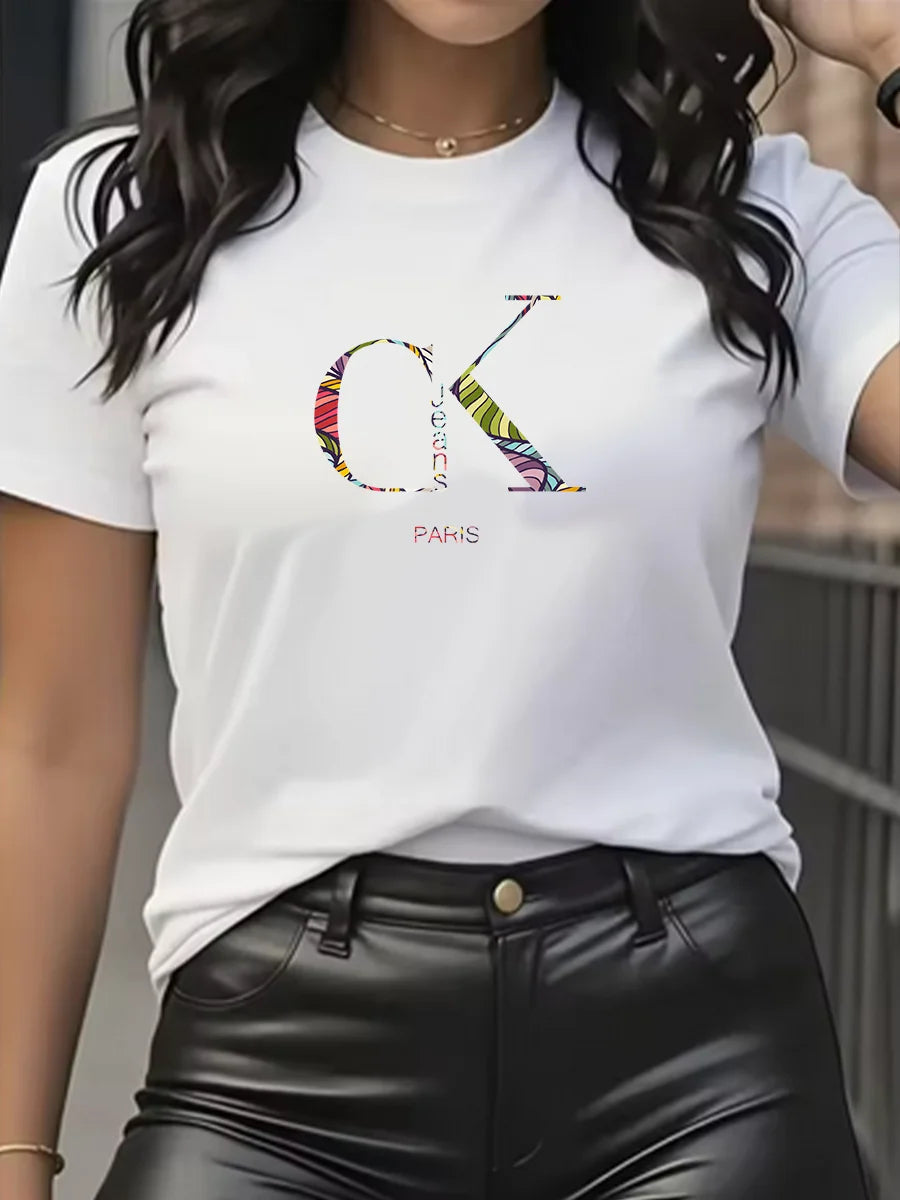 Chic & Casual – Women’s Luxury Cartoon Crew Neck Tee