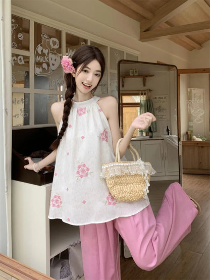 Women’s Stylish Two-Piece – Printed Sleeveless Top & Pants