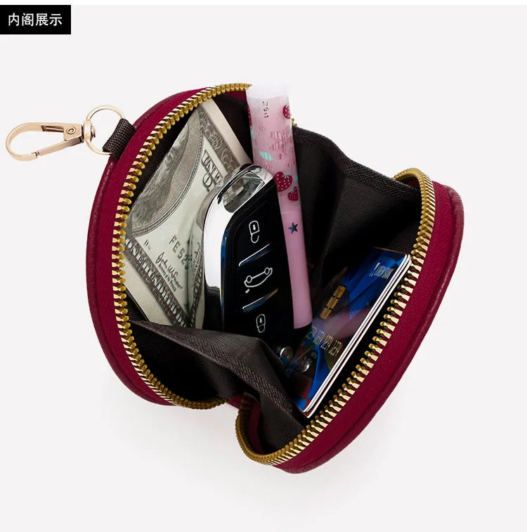 Cute Circular Zipper Coin Purse – Student Card Holder & Key Pouch
