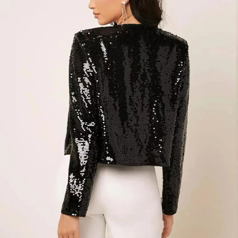 Shiny & Chic – Glitter Sequin Loose Jacket for Women
