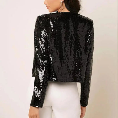 Shiny & Chic – Glitter Sequin Loose Jacket for Women