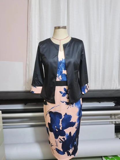 Elegant Women’s Fashion – Three-Quarter Sleeve Top with Hip Dress