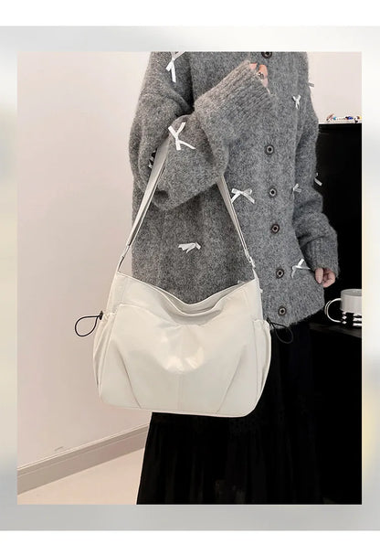Lightweight Ladies Shoulder Bag – Solid Color Waterproof Crossbody Bag