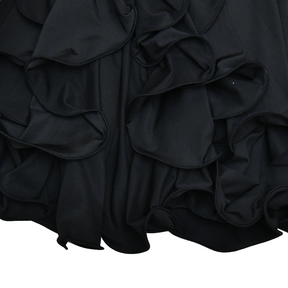 Absobe Ruffle Mini Dress - V-Neck A-Line Bodycon with Asymmetrical Buttons
