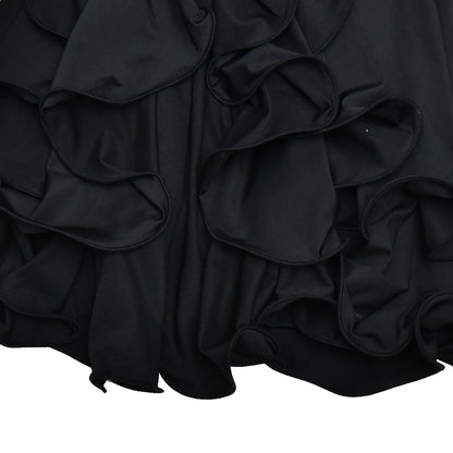 Absobe Ruffle Mini Dress - V-Neck A-Line Bodycon with Asymmetrical Buttons