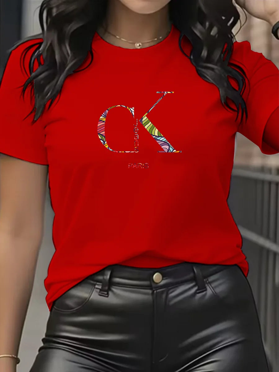 Chic & Casual – Women’s Luxury Cartoon Crew Neck Tee