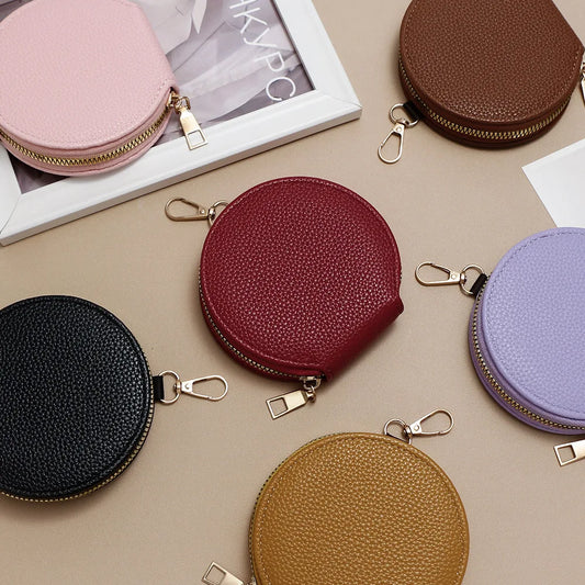 Cute Circular Zipper Coin Purse – Student Card Holder & Key Pouch