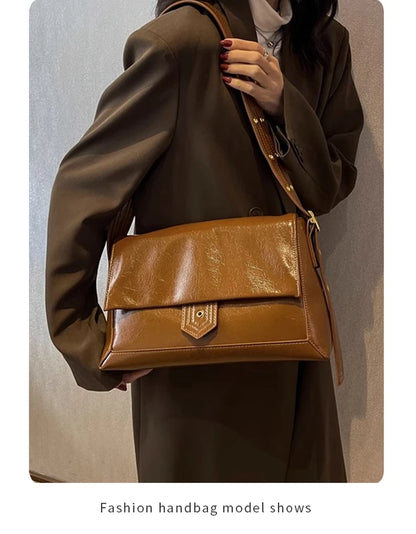 Autumn Winter Women’s Tote Bag – FOXER Simple Split Leather Crossbody Bag