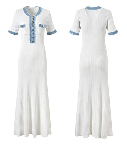 Everyday Style – Elegant Contrasting Knit Maxi Dress for Women