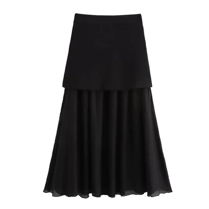 Wine Red Knitted Vest & High Waist Long Skirt – TRAFZA 2025 Women’s Set