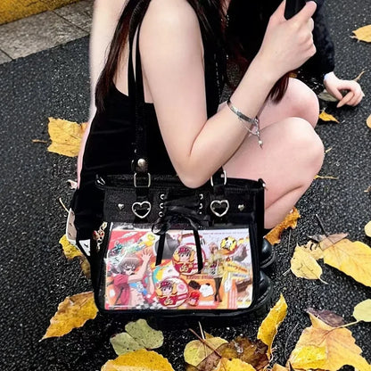 Square Love Heart Handbag – Women’s Bandage Bow Shoulder Bag