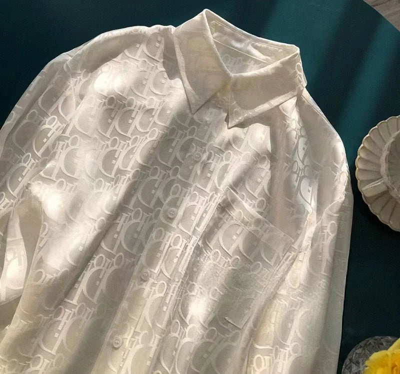 Chic & Comfortable – Hollow-Out Lace V-Neck Shirt for Women