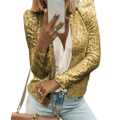 Shiny & Chic – Glitter Sequin Loose Jacket for Women