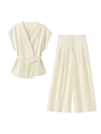 2025 Spring Summer 2-Piece Commuter Suit – Women’s Sleeveless Top & Pants