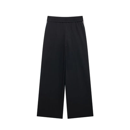TRAFZA Vintage Women’s Outfit – Short Black Jacket & Black White Patchwork Pants