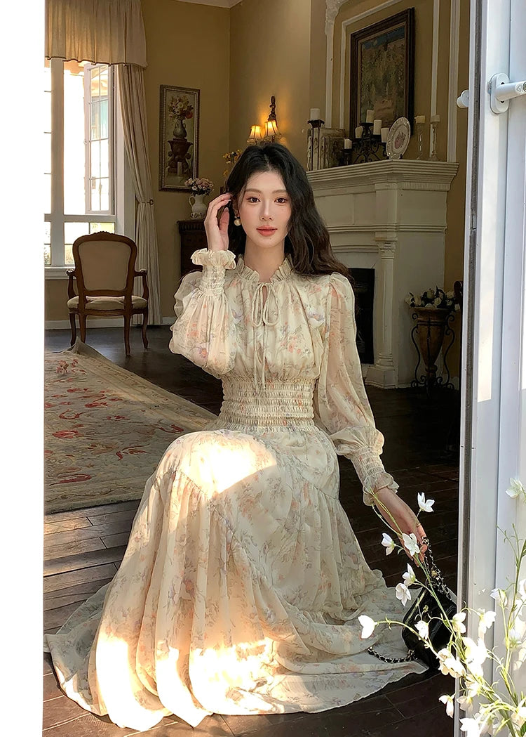 Trendy Women’s Beach Dress – Bohemian Long Sleeve Chiffon Dress