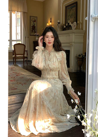 Trendy Women’s Beach Dress – Bohemian Long Sleeve Chiffon Dress