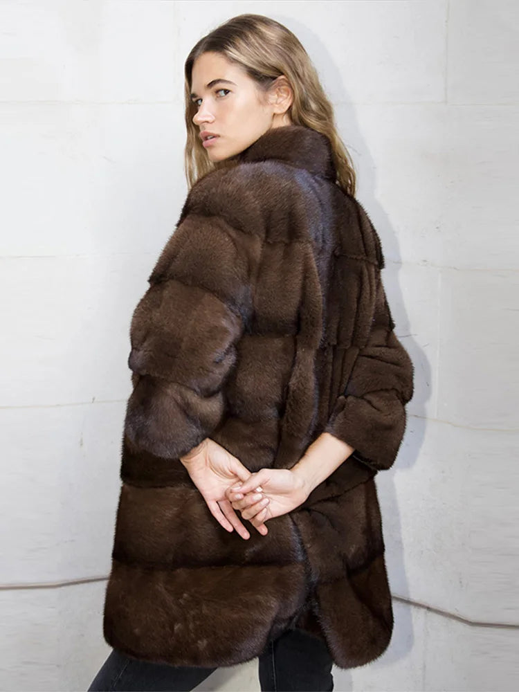 Brown Real Fur Coat – 6-Way Convertible Multi-Length Women’s Overcoat