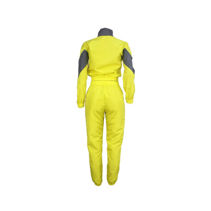 Casual Sports Set – Women’s Color-Block Windbreaker with Joggers