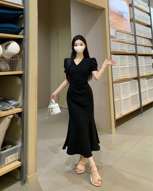 Street Style Summer Dress – Plus Size V-Neck Long Skirt Dress